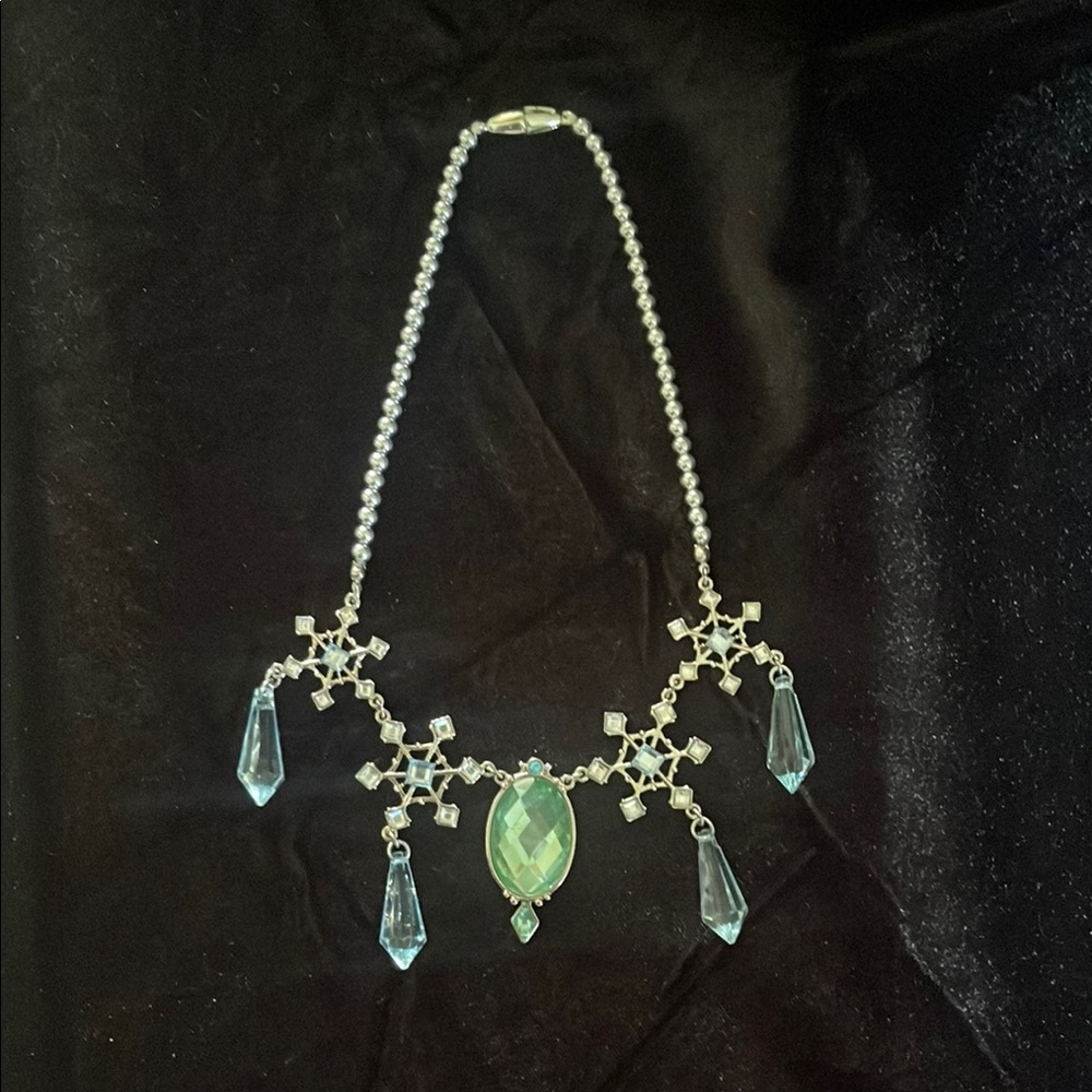 Disney Silver and Blue Crystal Necklace with Elegant Pendants